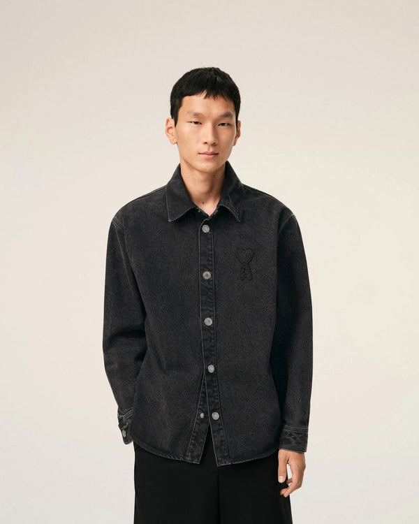 Ami Paris - Overshirt With Knitted Ami De Coeur