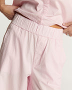 Light pink poplin pants, loose cut with elastic waist, light and fluid fabric ideal for women, comfortable and suitable for all body shapes.