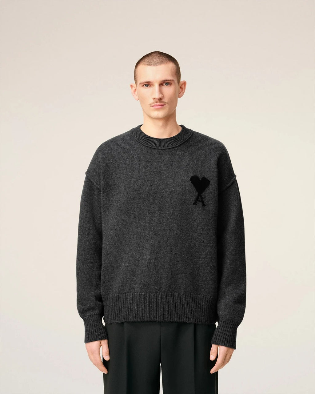 Ami Paris - Pull Col Rond Ami De Coeur En Laine