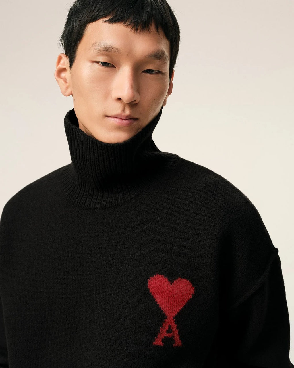 Ami Paris - Pull Col Cheminée Ami De Coeur En Laine