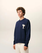 Ami Paris - Pull Col Rond Ami De Coeur En Laine Et Coton