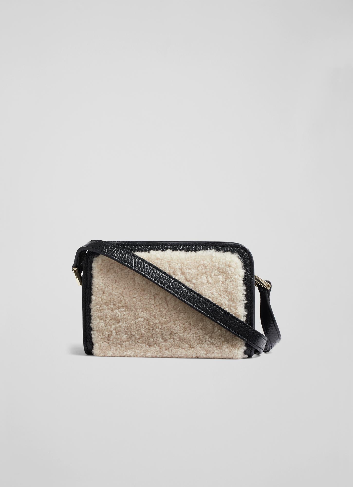 LK Benett - Bolso de hombro Ginny de piel y piel - Negro y crudo