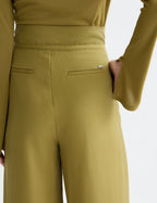 Pantalon June - High Rise Wide Leg Twill Paperbag - Green Moss