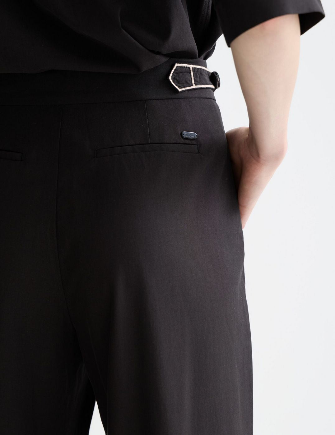 Pantalon Quinn - Mid Rise Wide Leg With Cross-Stitching - Meteorite