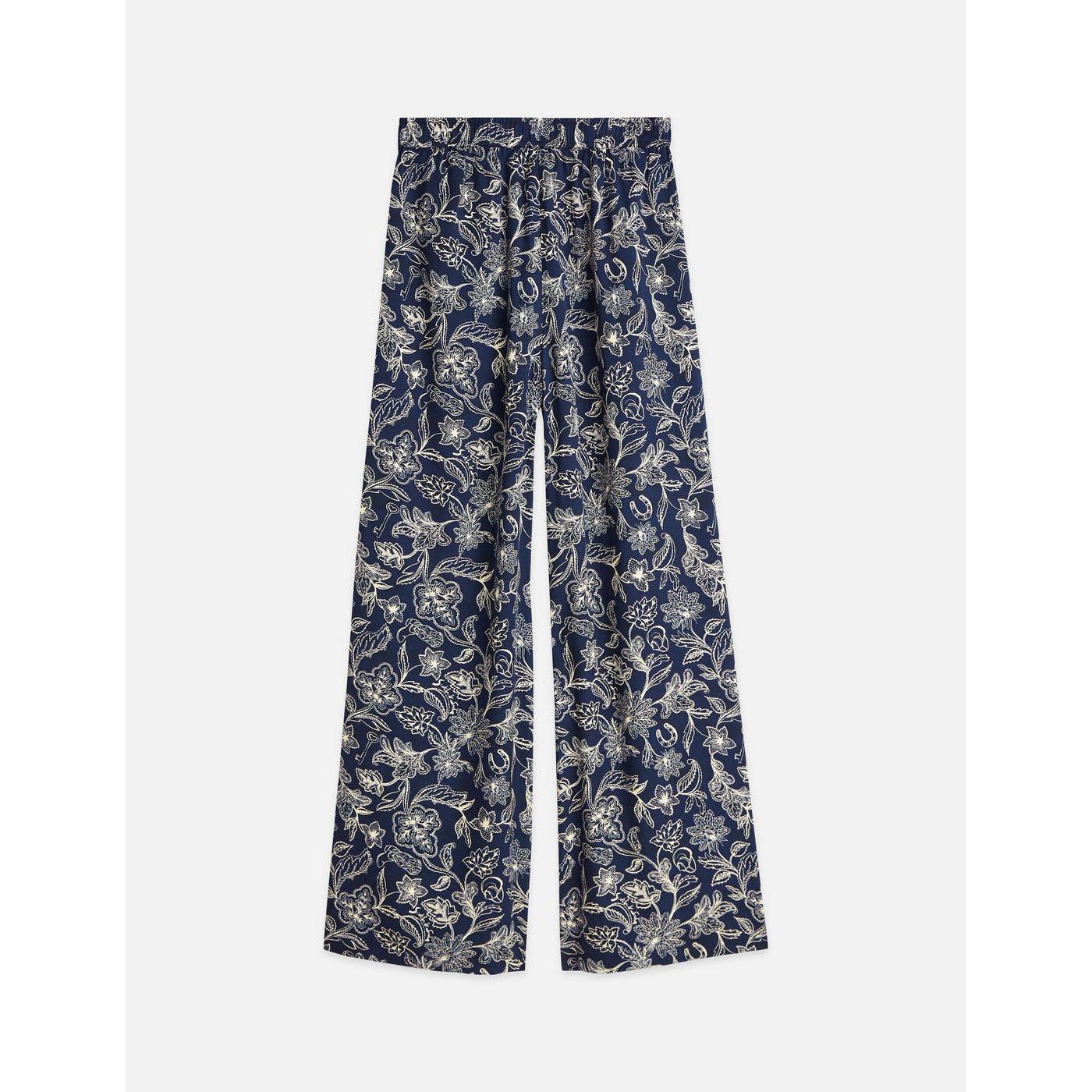 Robe Eleni - All Over Printed High Rise Wide Leg Pull On Pants - Lucky Bandana Blues