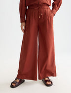 Pantalon Cotton Voile Pull On Beach - Burnt Henna