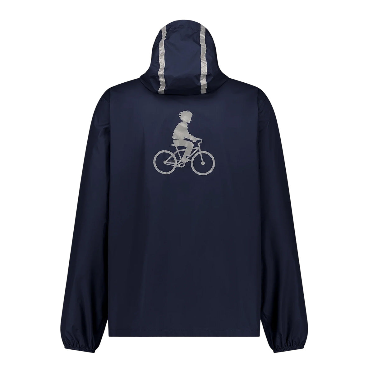 Jott – Giacca a vento Uomo Jott KILMORY REFLECTIVE, giacca antipioggia blu navy con motivo da ciclista grigio sul retro