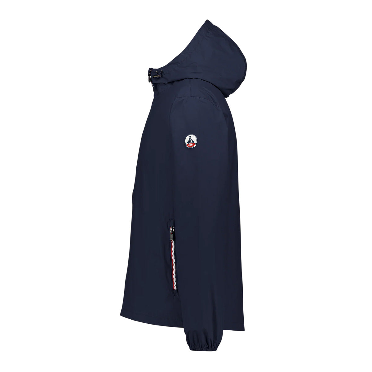 Jott – Giacca a vento donna Jott KILMORY, giacca antipioggia blu navy, vista di profilo, su sfondo bianco