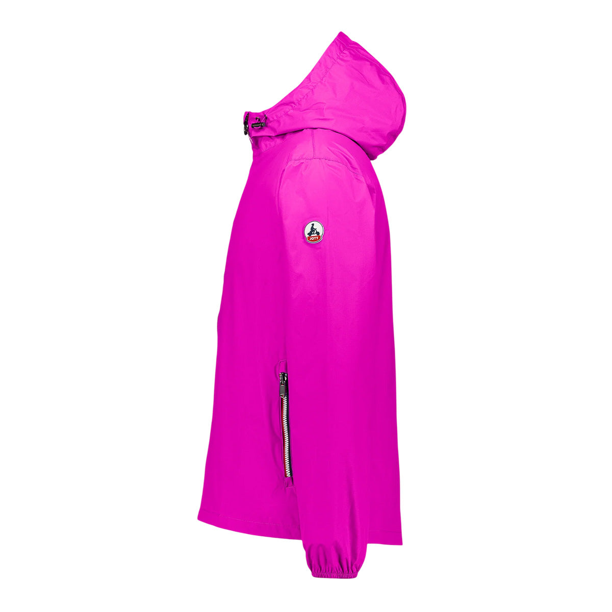 Jott – Giacca a vento donna Jott KILMORY, giacca antipioggia fucsia, vista di profilo, su sfondo bianco