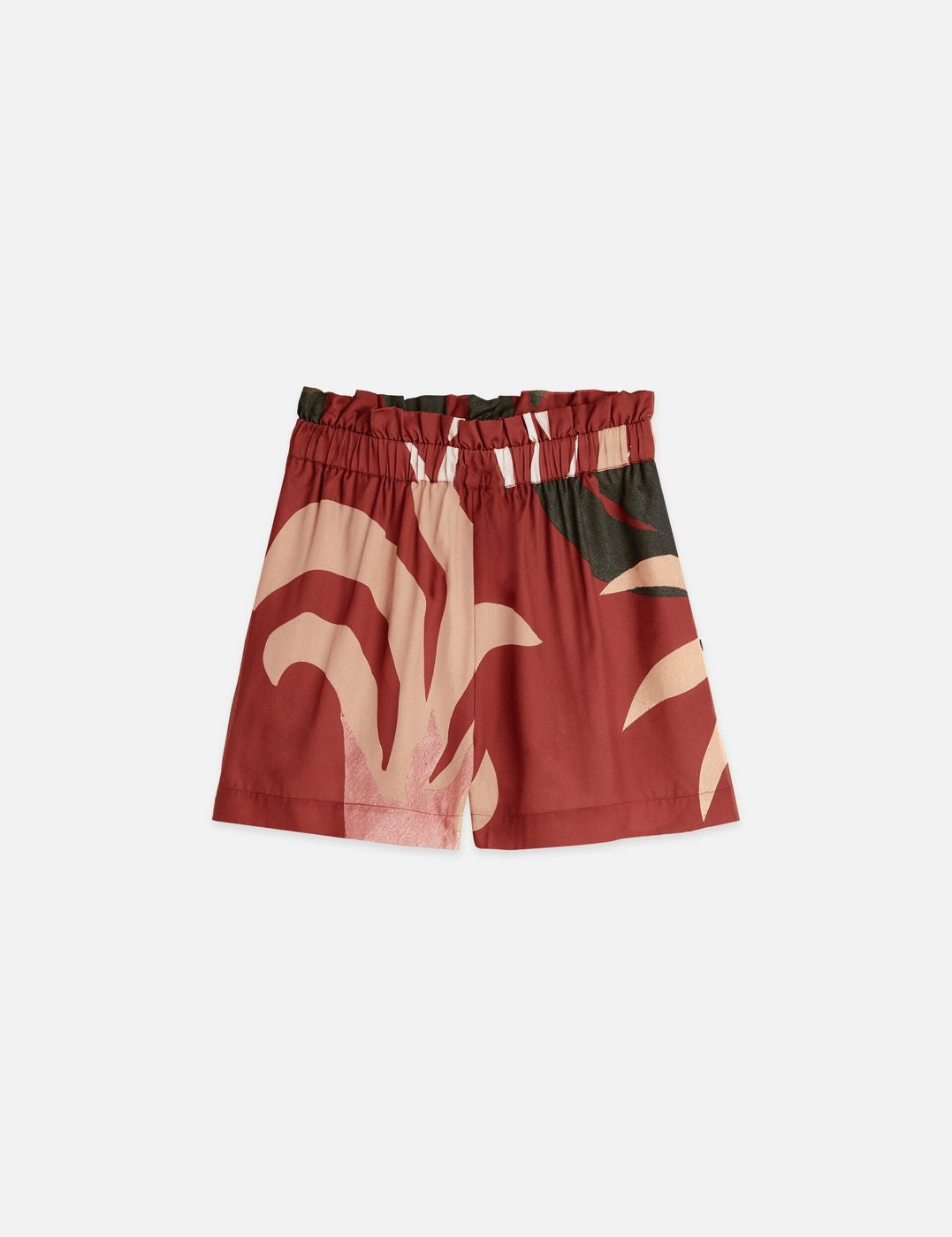 Short Printed High-Rise Elastic Waist - Desert Hawaiian Burnt Henna