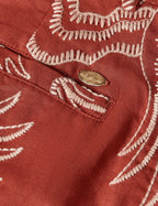 Short Embroidered Linen Blend - Burnt Henna