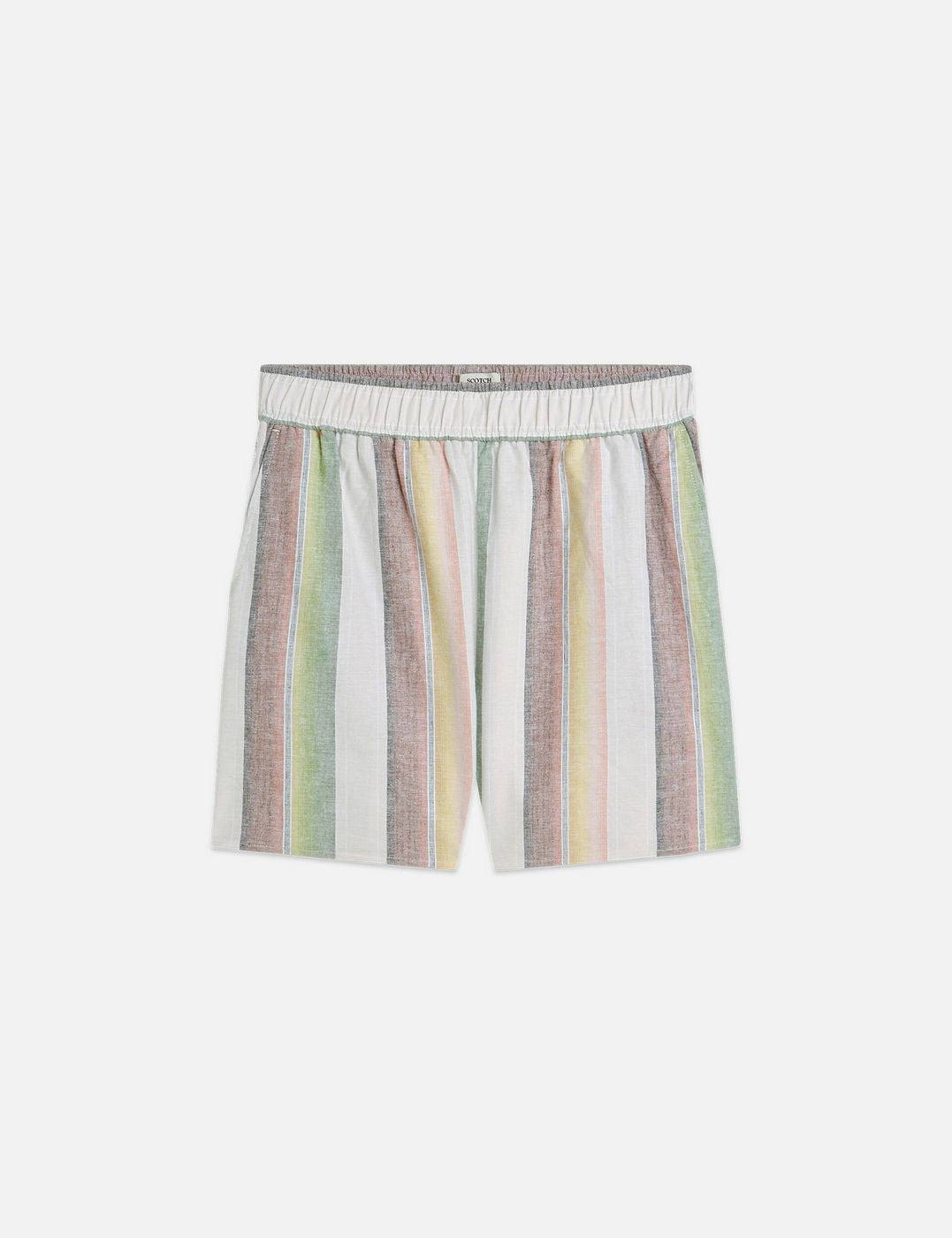 Short Striped Elastic Waist - Multi Color Stripe