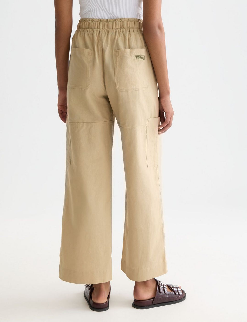 Pantalon Noa - Linen High-Rise Wide-Leg Relaxed Pull On - Travertine