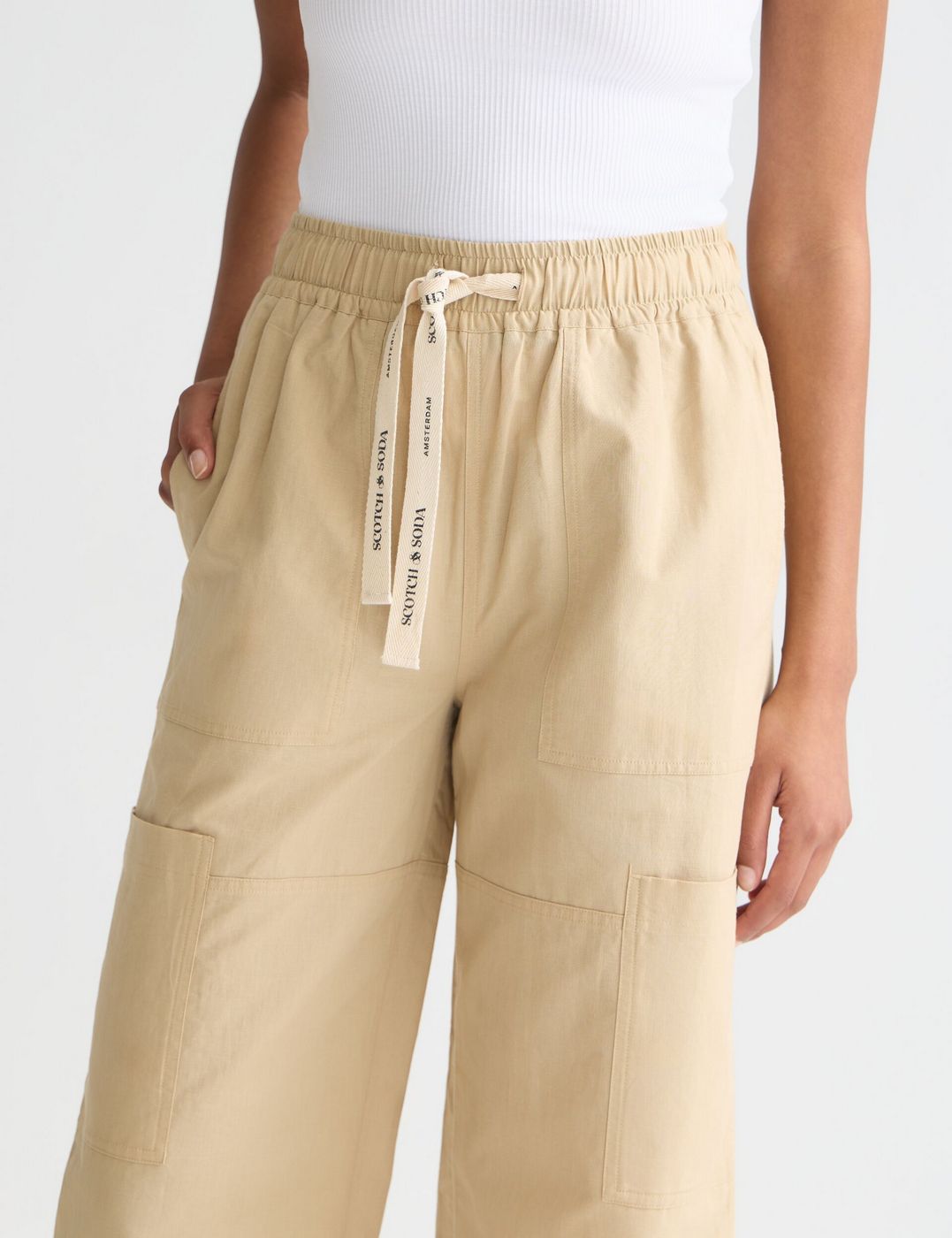 Pantalon Noa - Linen High-Rise Wide-Leg Relaxed Pull On - Travertine