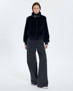 Veste courte en fausse fourrure marine_2