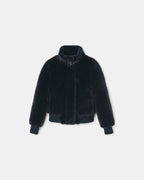 Veste courte en fausse fourrure marine_6