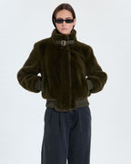 Short khaki faux fur jacket_1