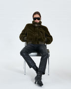 Short khaki faux fur jacket_2