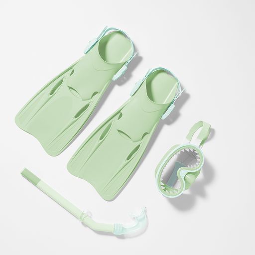 Fins + Mask + Snorkel Marble - Green