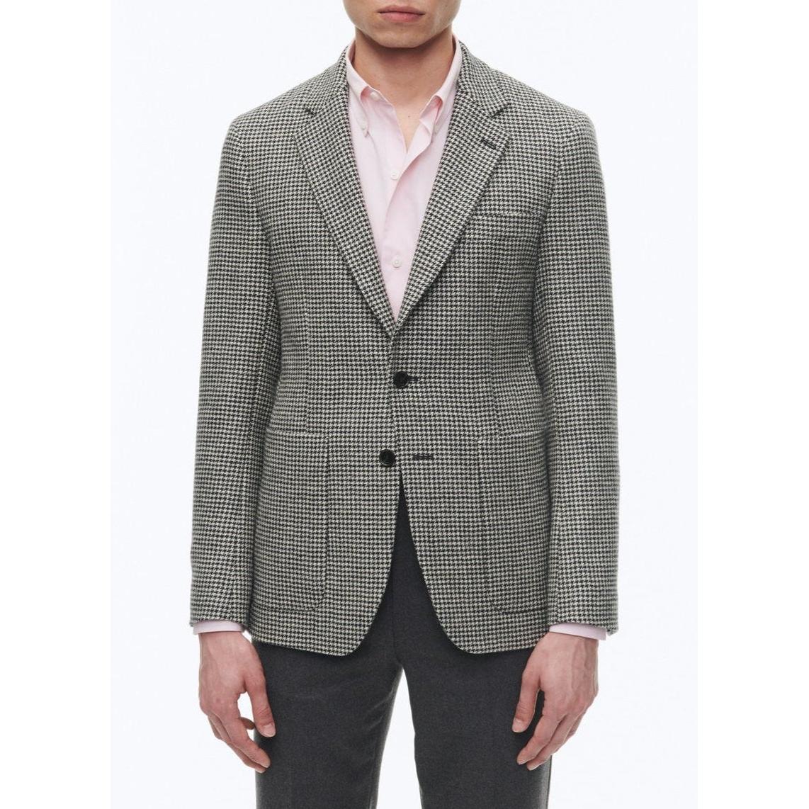 Straight Jacket in Virgin Wool - Black and White Houndstooth