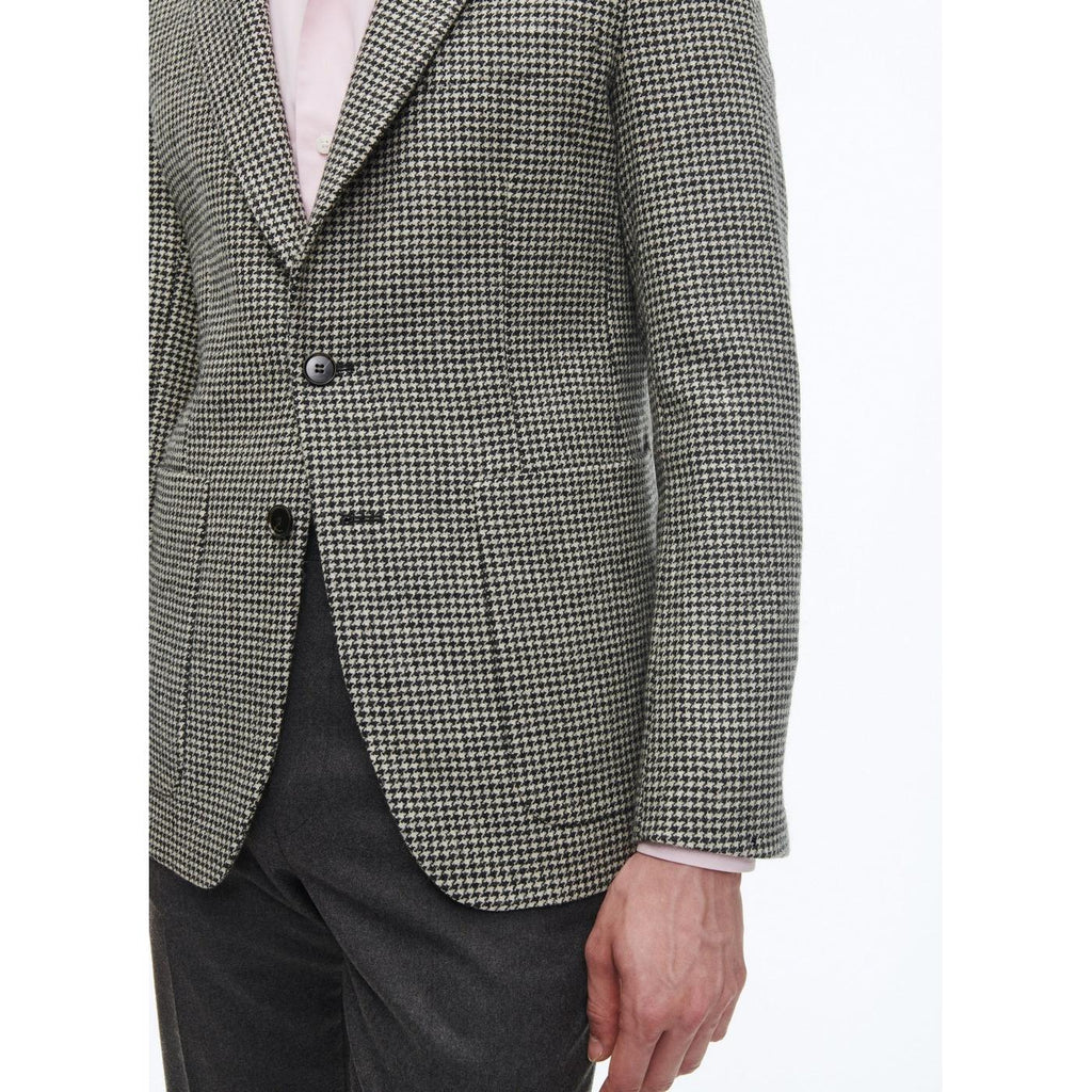 Straight Jacket in Virgin Wool - Black and White Houndstooth