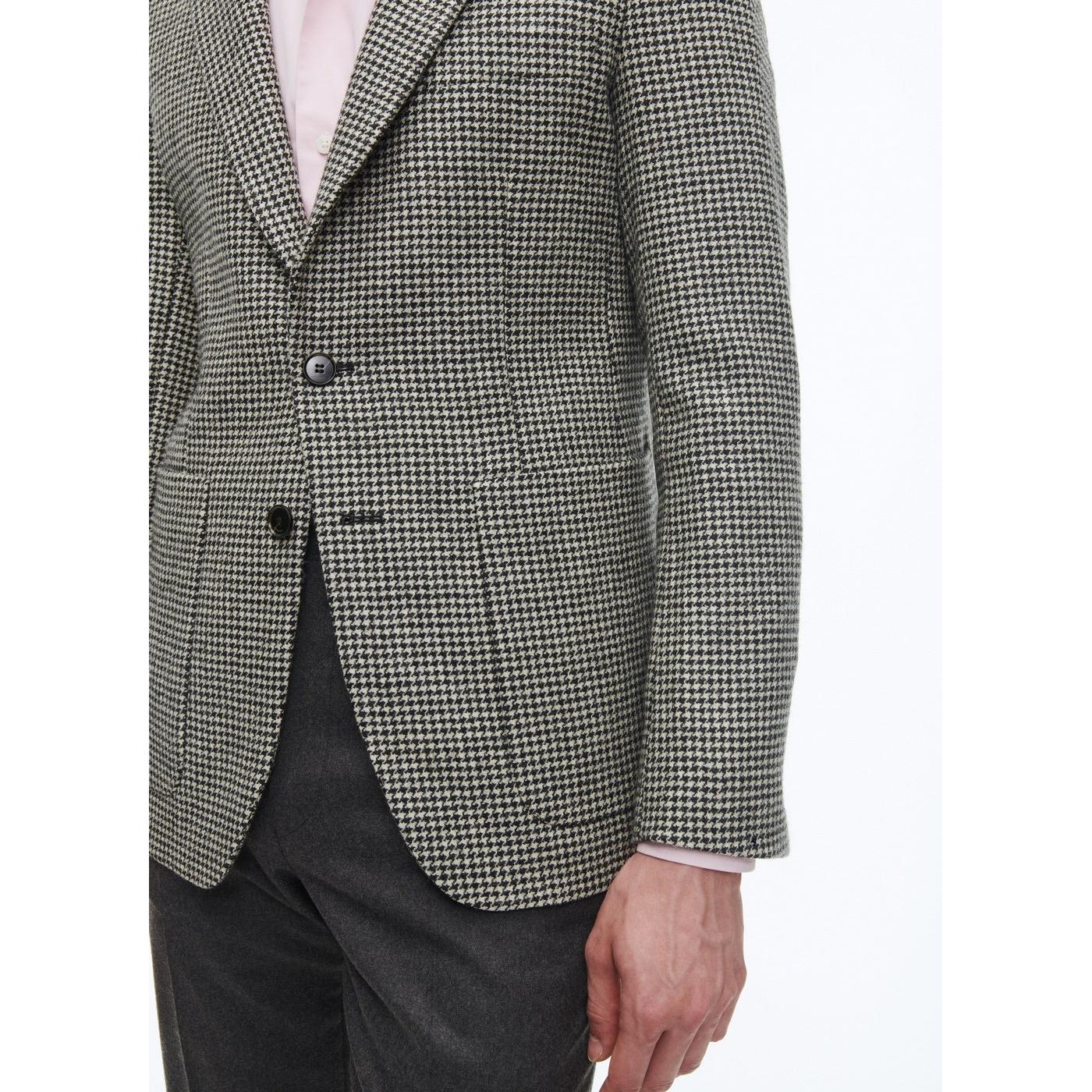 Straight Jacket in Virgin Wool - Black and White Houndstooth