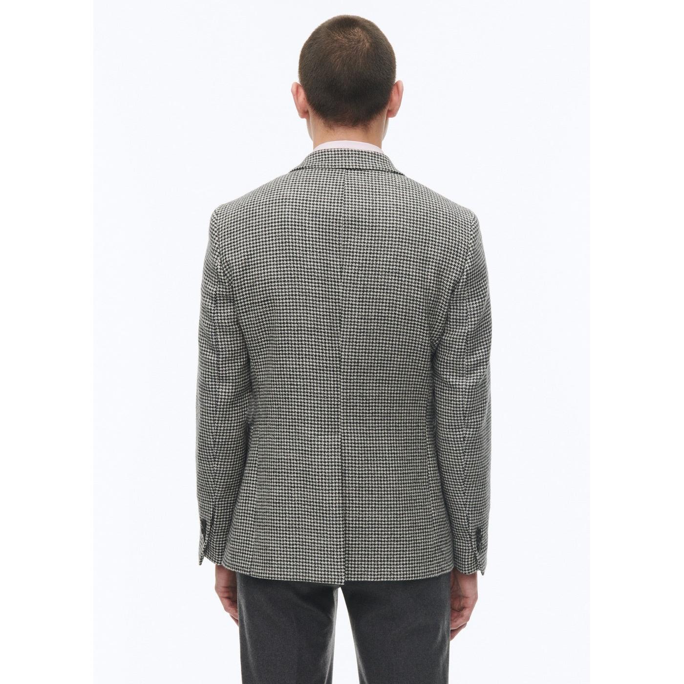 Straight Jacket in Virgin Wool - Black and White Houndstooth
