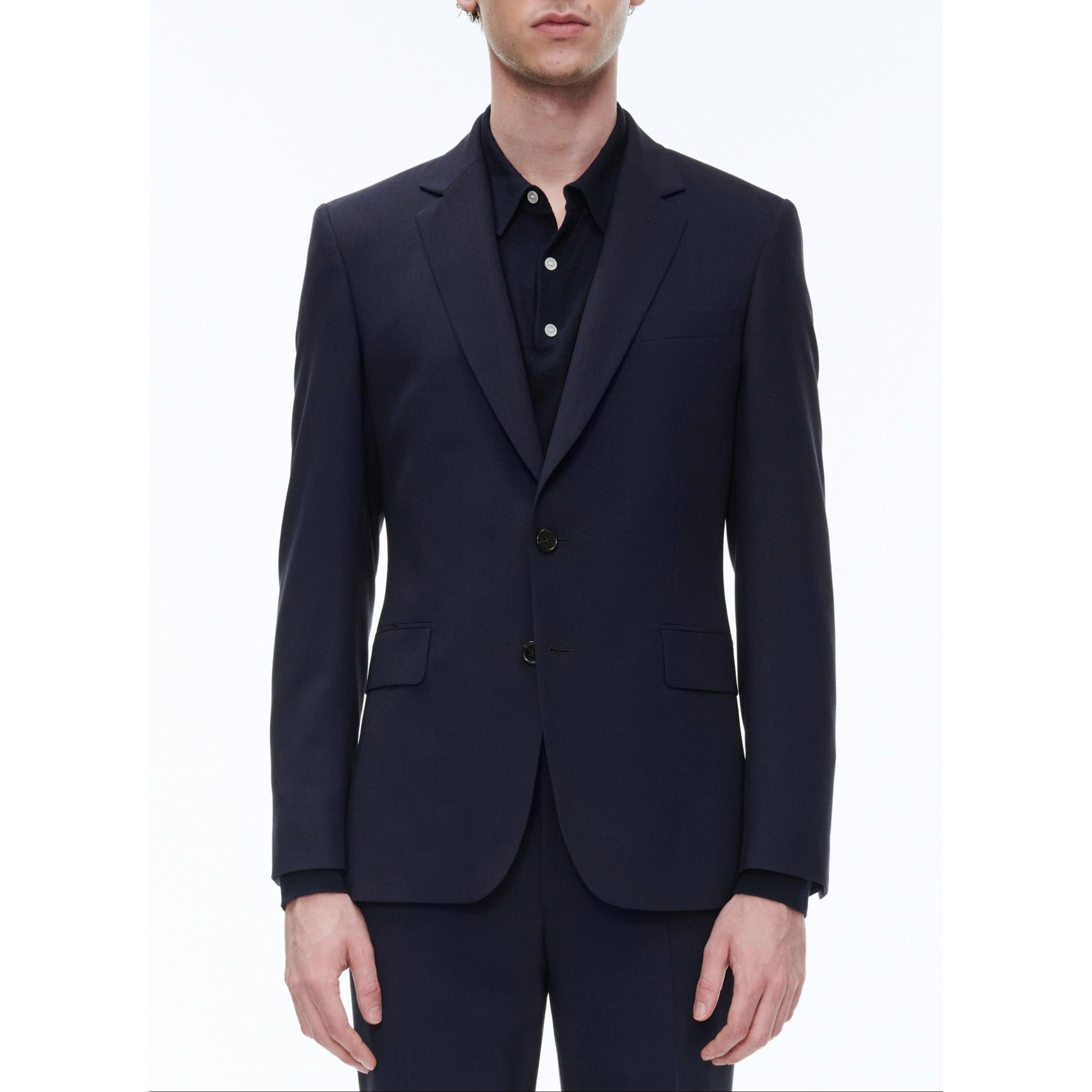 Fursac - Veste De Costume En Toile De Laine Bleu Marine - Carbone - Homme
