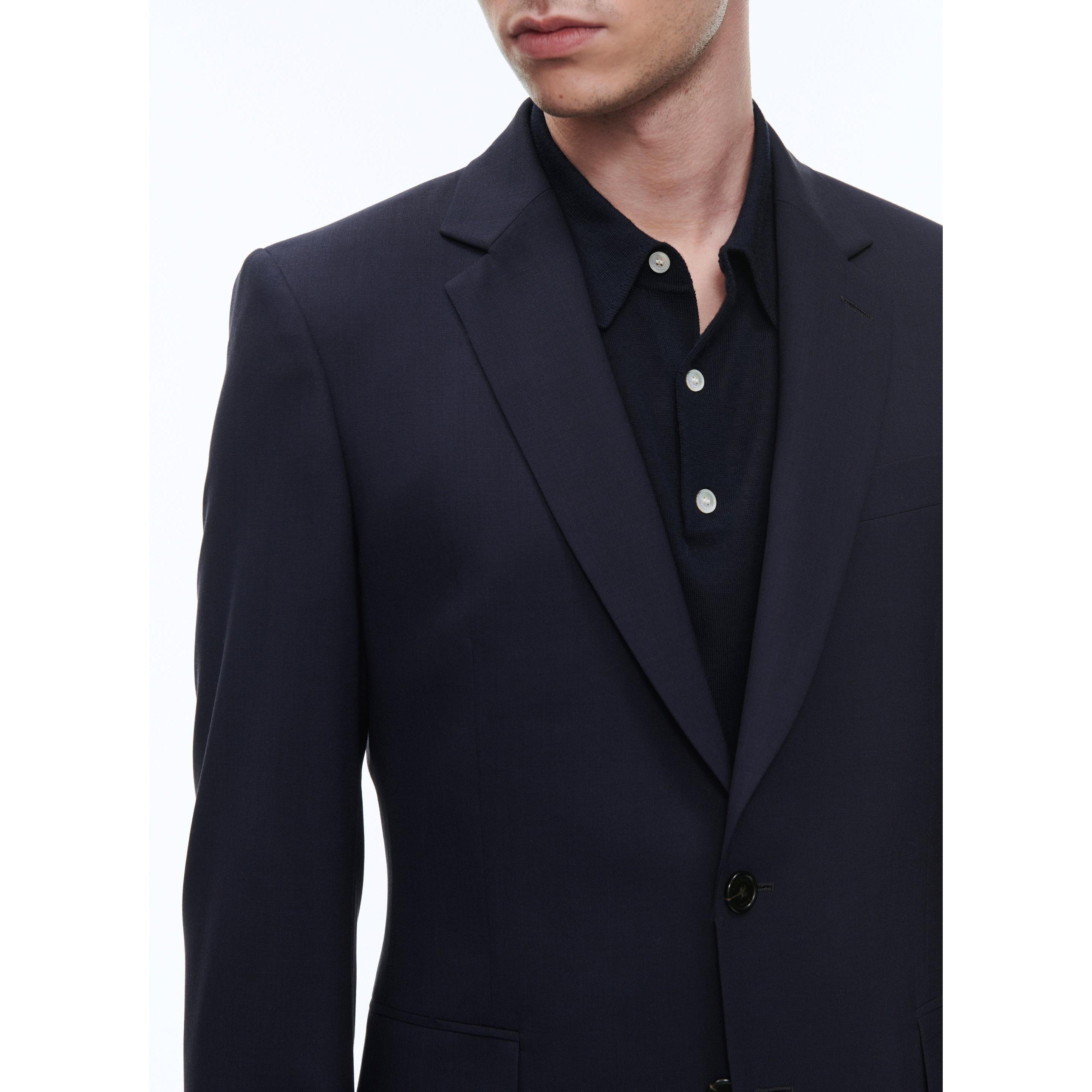 Fursac - Veste De Costume En Toile De Laine Bleu Marine - Carbone - Homme