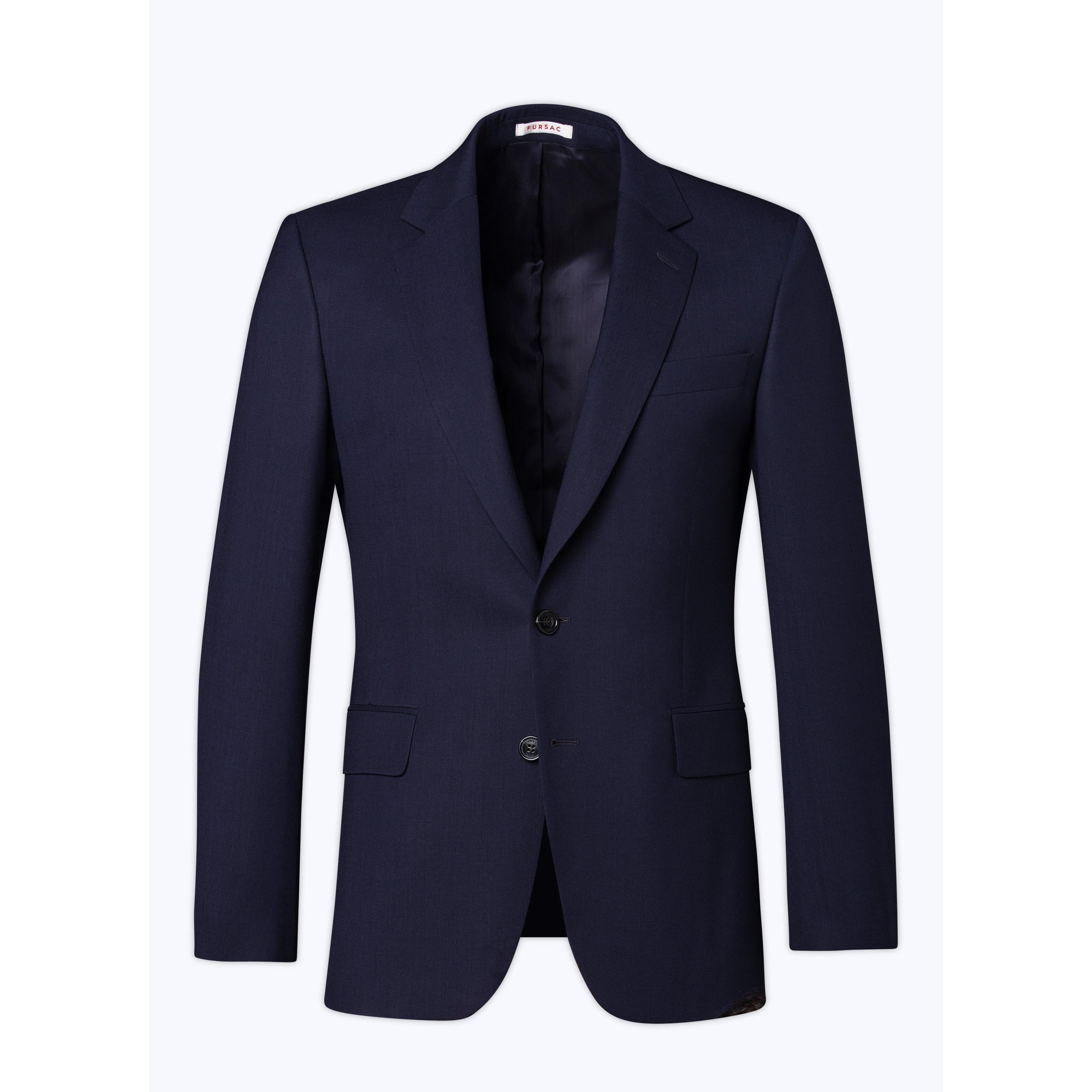 Fursac - Veste De Costume En Toile De Laine Bleu Marine - Carbone - Homme