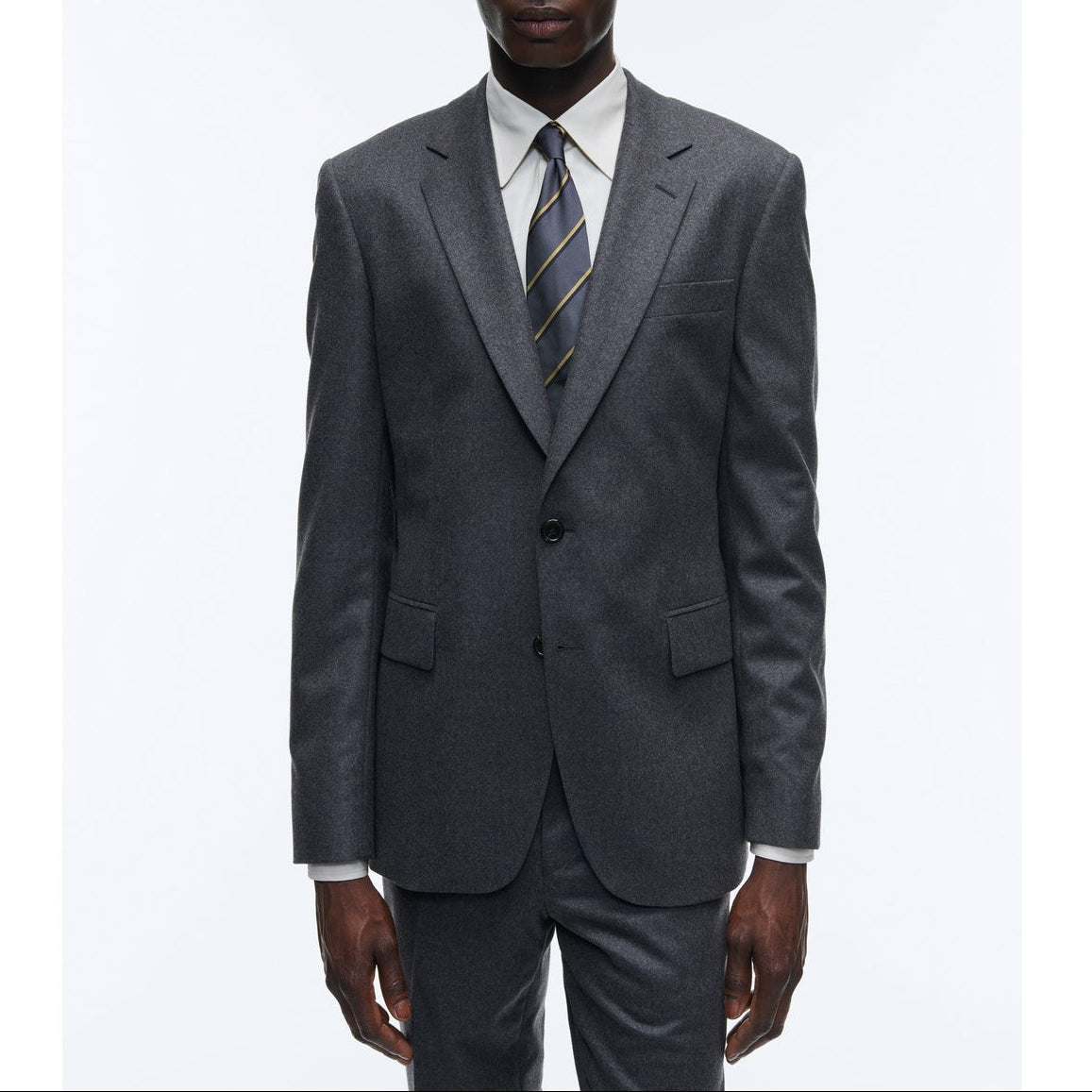 Fursac - Veste Flanelle Stretch Unie Gris Foncé - Acier