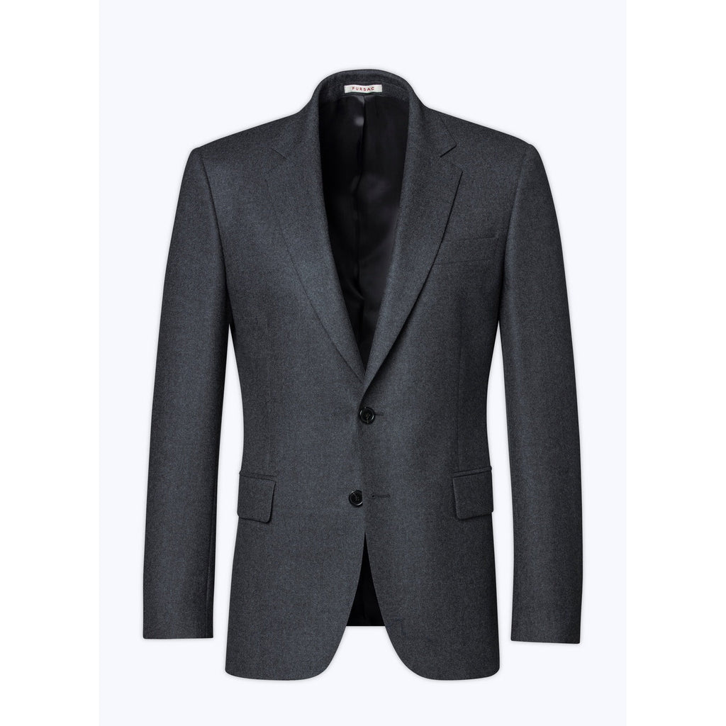 Fursac - Veste Flanelle Stretch Unie Gris Foncé - Acier