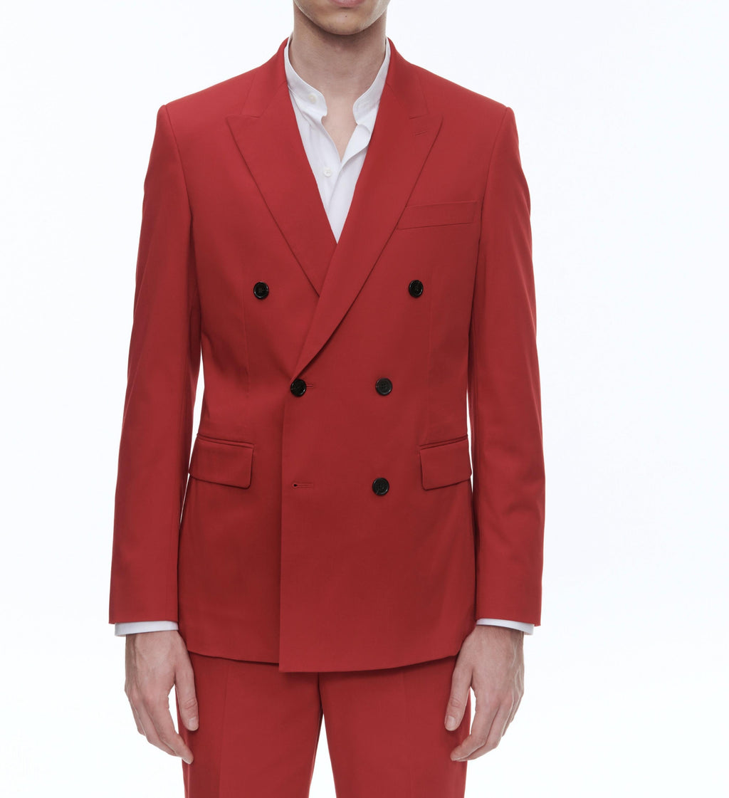 Fursac - Veste Croisée En Gabardine De Coton - Vermillon - Homme
