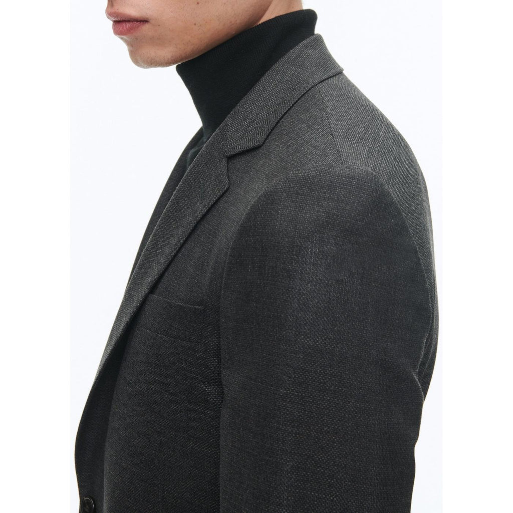 Fursac - Veste Ajustée En Natté De Laine - Anthracite