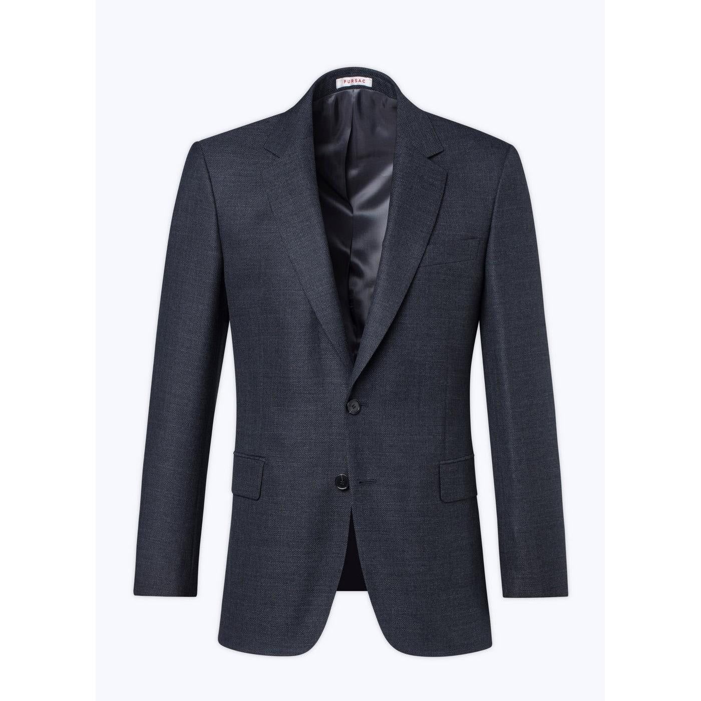 Fursac - Veste Ajustée En Natté De Laine - Anthracite