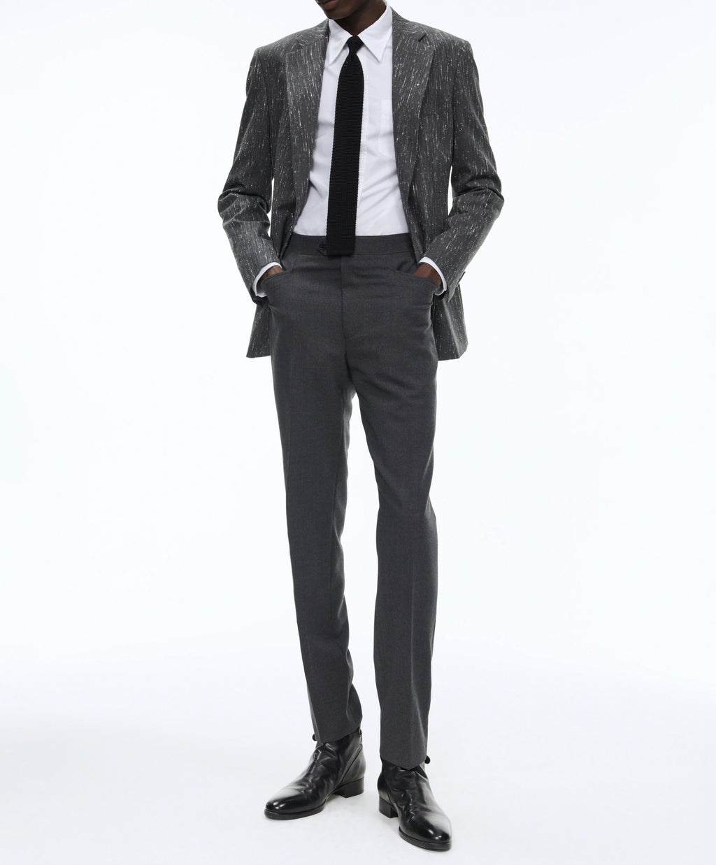 Fursac - Veste En Serge De Laine Mouchetée - Acier - Homme