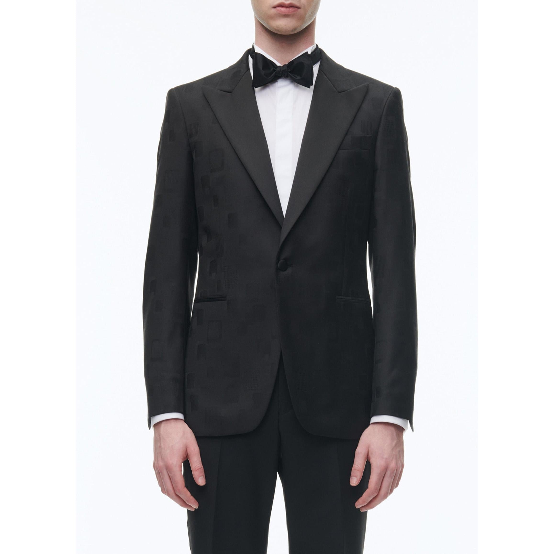 Fursac - Veste De Costume En Jacquard De Laine - Noir
