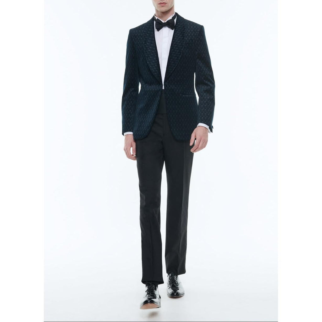 Fursac - Veste De Smoking En Velours - Bleu