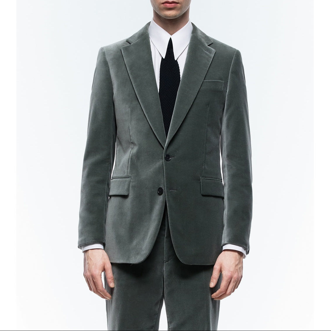 Fursac - Veste Velours Palatine Vert De Gris - Vert De Gris