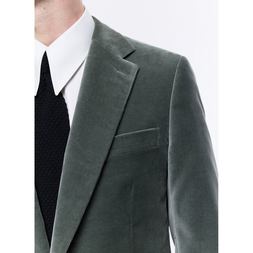Fursac - Veste Velours Palatine Vert De Gris - Vert De Gris