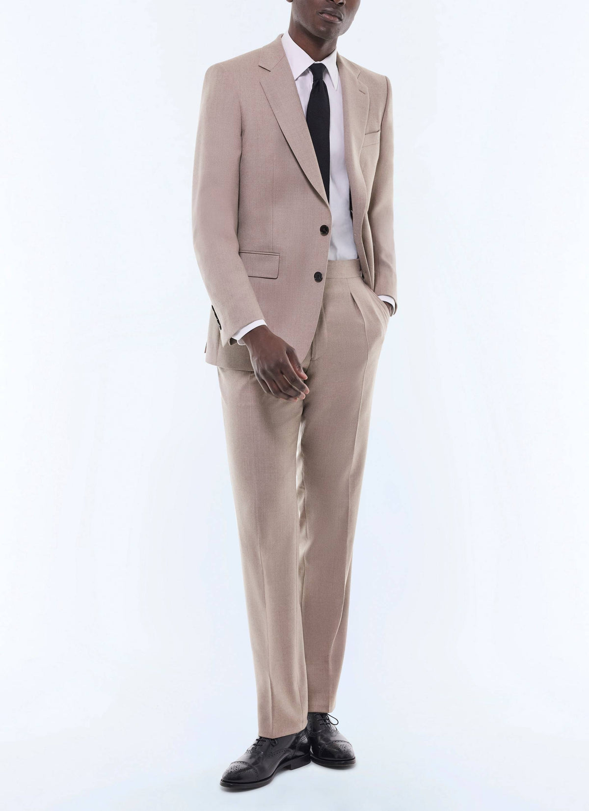 Veste De Costume En Flanelle - Beige