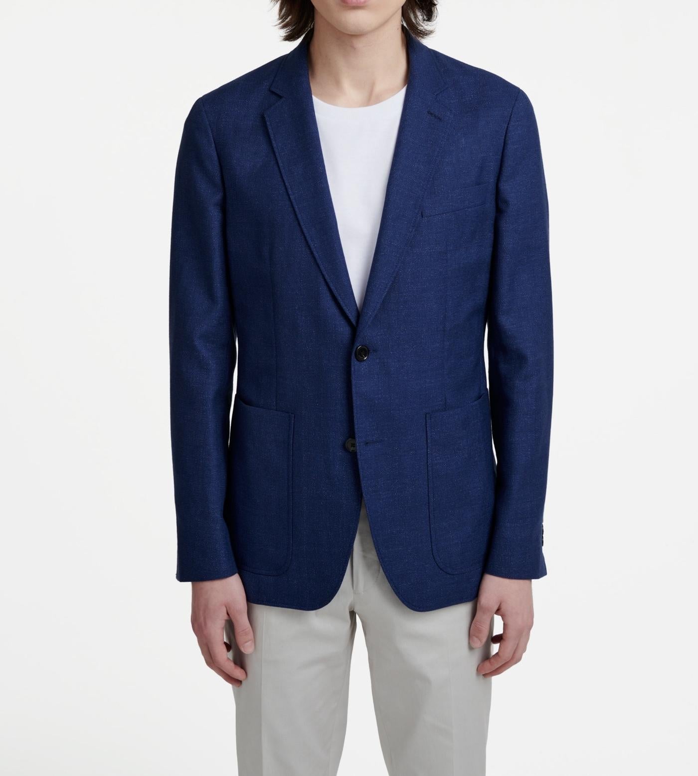 Fursac - Veste En Natté De Laine Et Lin Chiné - Indigo - Homme