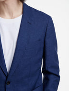Fursac - Veste En Natté De Laine Et Lin Chiné - Indigo - Homme