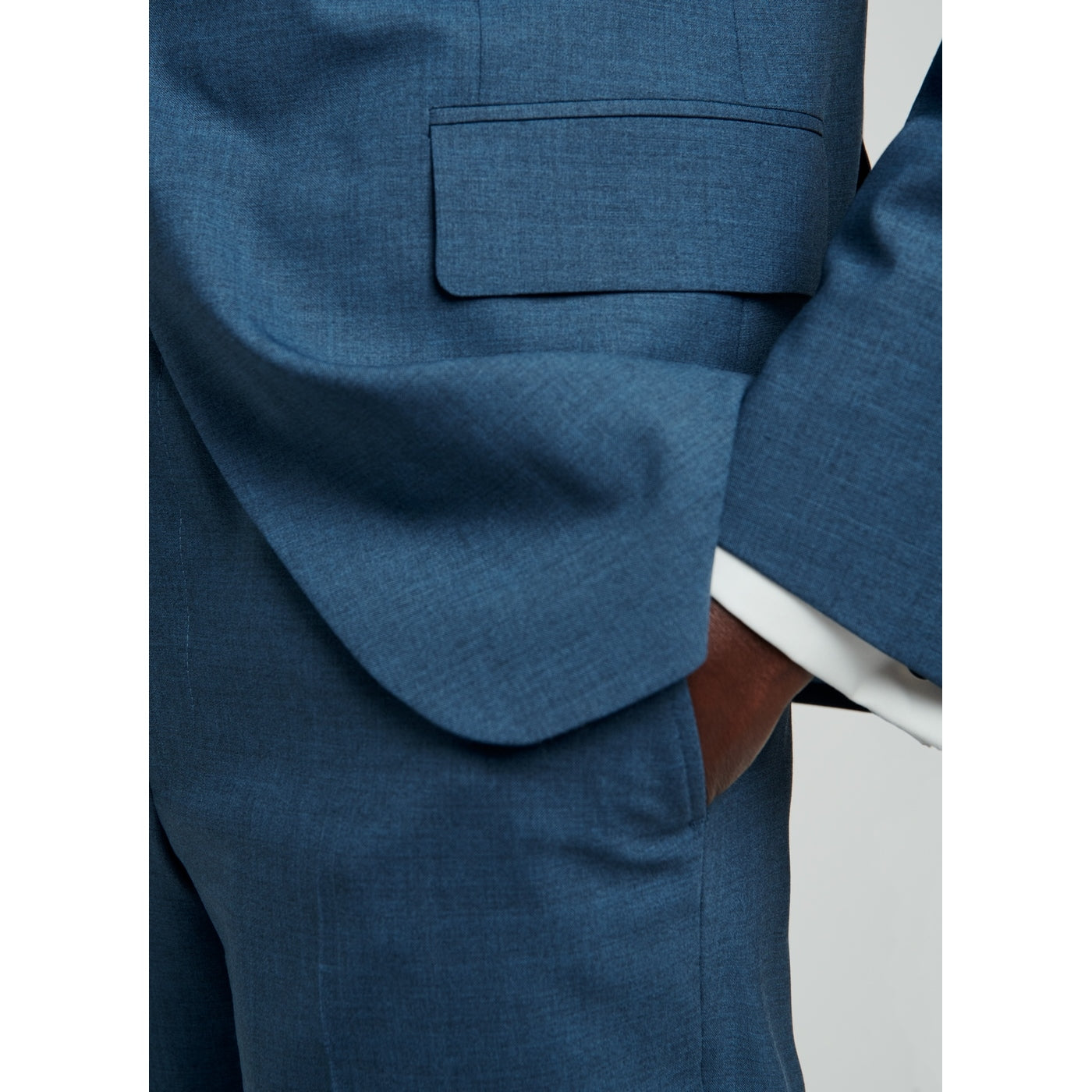 Fursac - Veste De Costume En Serge De Laine - Bleu Chiné - Homme