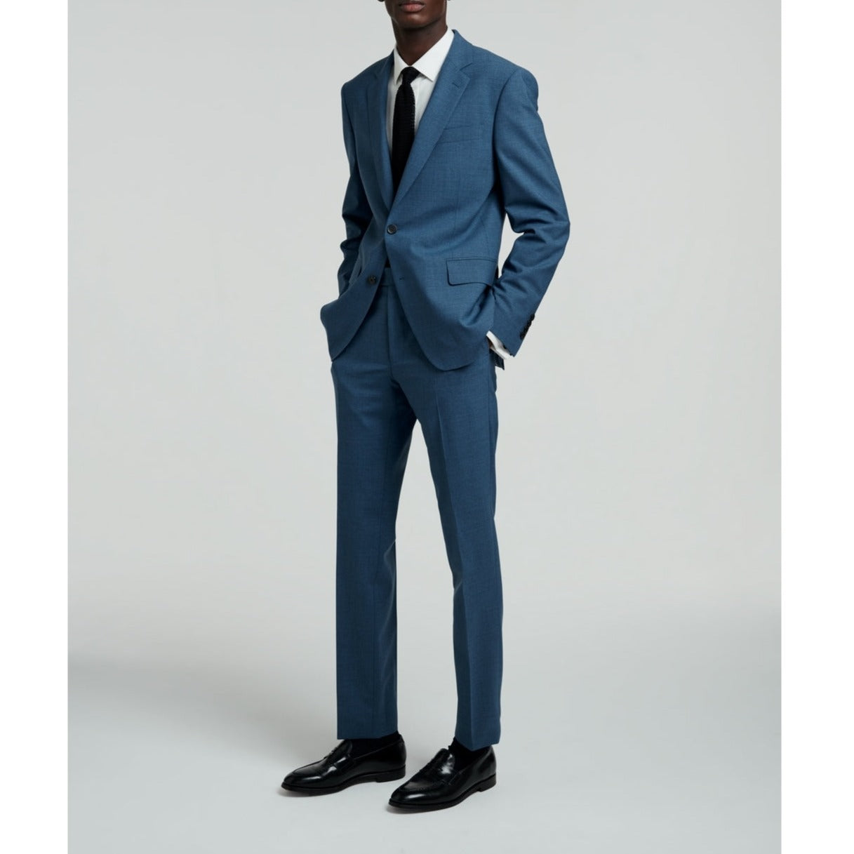 Fursac - Veste De Costume En Serge De Laine - Bleu Chiné - Homme