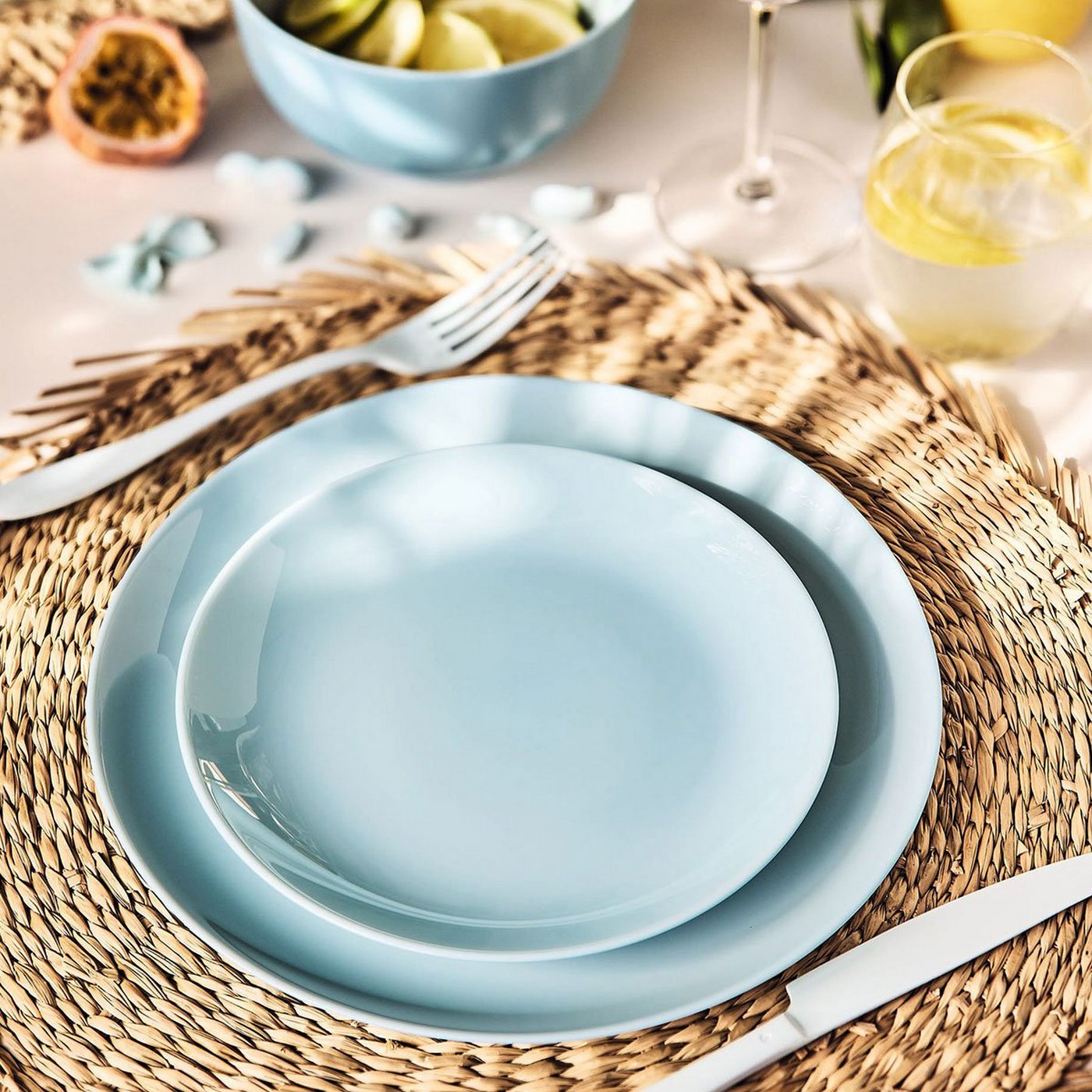 Diwali - 6 Paradise Blue Dessert Plates - Blue - 19cm - Luminarc