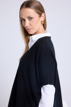 Pull Oversize Sans Manche Col V Vanina - Noir