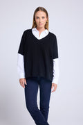 Pull Oversize Sans Manche Col V Vanina - Noir