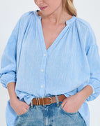 Chemise fluide en coton bleue ciel_2