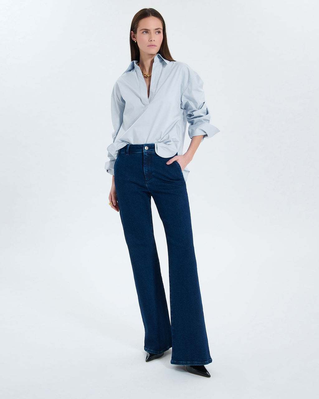 Chemise en popeline bleu ciel_1
